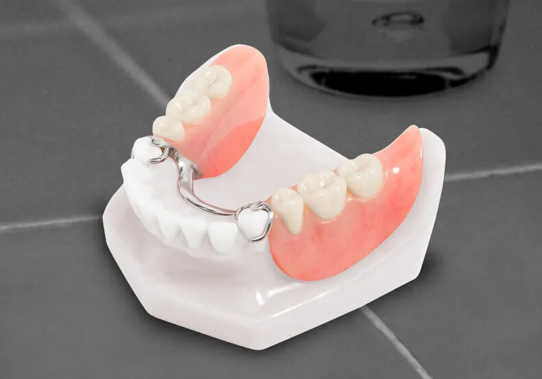 Cast partial dentures procedure and metal framework at DentiCare India